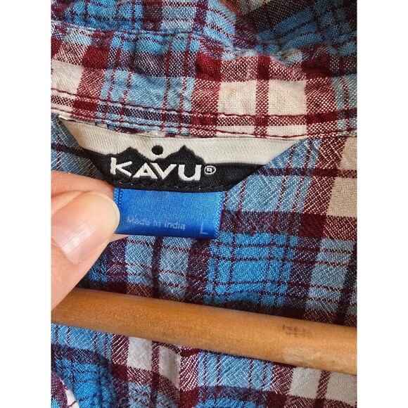 Kavu button up plaid shirts size large 100% Rayon - Picture 3 of 9